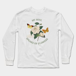 Watercolor white camellia flowers and butterflies - vintage flowers Long Sleeve T-Shirt